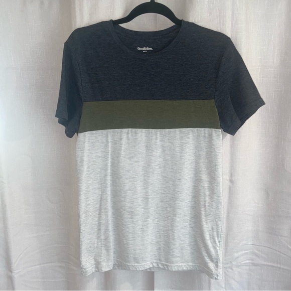 Goodfellow@co Mens Small Tee - Gray and Olive Green, Standard Fit - Picture 3 of 8